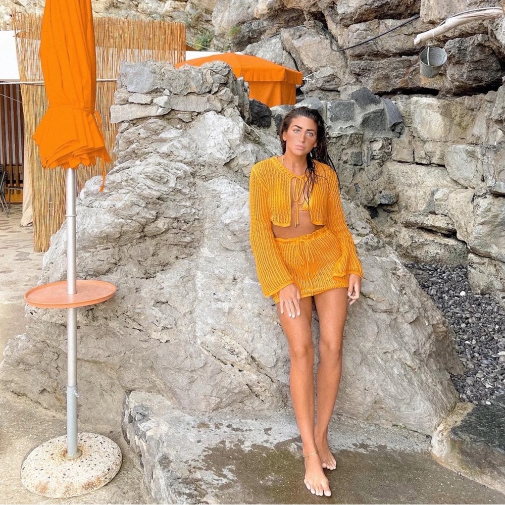 This crochet swim top cover up by Gila Swim wear